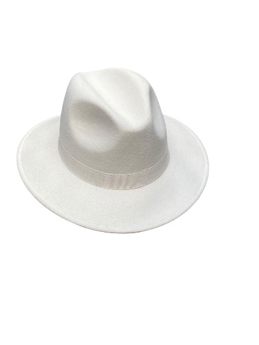 מגבעת  בצבע לבן  - כובע פדורה לבד לנשים - white felt Fedora Israel