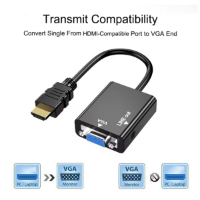 מתאם HDMI ל-VGA נקבה כולל כבל אודיו
