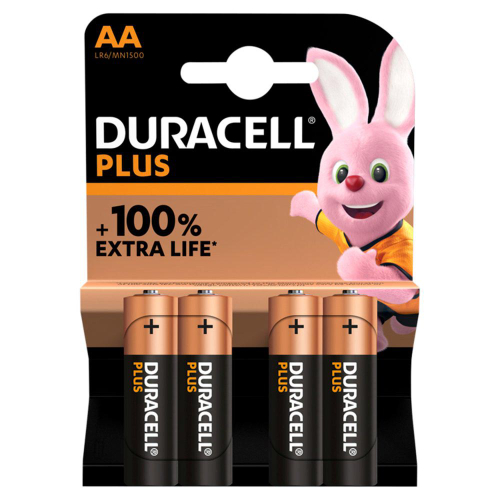 סט 4 סוללות DURACELL PLUS 100% AA