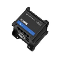 נתב סלולרי תעשייתי Teltonika RUT906 4G – 2 4GHz נתב שחור תעשייתי עם כניסות רשת וסדרתיות מוצג בזווית
