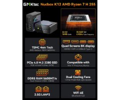 מחשב נייח קטן GMKtec K12 Plus AMD R7 H255 32GB DDR5 1TB WIN11PR
