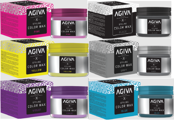 מבצע! 10 יח' ווקס צובע זמני מגוון צבעים Agiva Hair Styling Color Wax Gold 120ml
