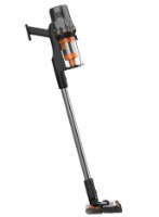 שואב שוטף אלחוטי חכם עם תאורת Deerma T30XT GreenVision – בצבע שחור אפור וכתום עומד בזווית על רקע לבן