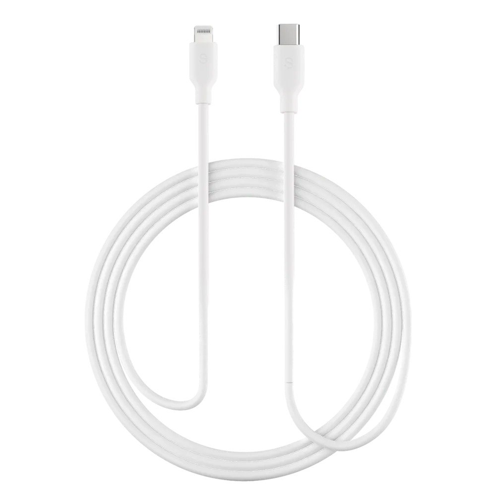 כבל טעינה Silver Line iPhone To Type-C – כבל לבן יחיד המציג חיבור לייטנינג וחיבור Type-C