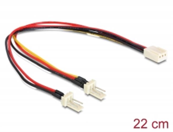 מפצל למאוורר 22 ס"מ - Delock 3pin female to 2 x 3pin male