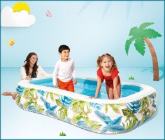 בריכה מלבנית מתנפחת מאוירת בעיצוב טרופי 229X152X48 סמ 57177 מבית INTEX