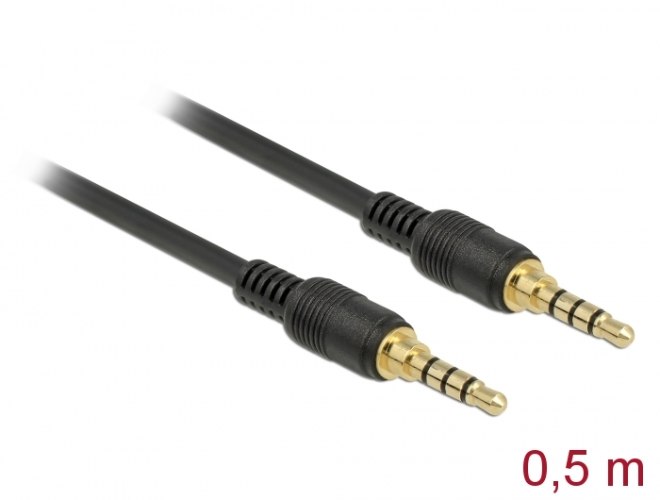 כבל אודיו Delock Stereo Jack Cable 3.5 mm 4 pin 0.5 m black