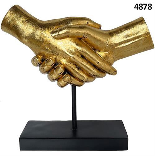פסל " לחיצת יד " מוזהב עם בסיס שחור 28x26x8 ס"מ דגם 4878