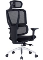 כיסא משרד ארגונומי צבע שחור Sitplus Clover – כיסא בודד בצבע שחור עם משענת גב מרשת ורגליים כסופות על רקע לבן