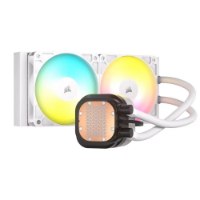 קירור נוזלי למעבד צבע לבן Corsair NAUTILUS 240 RS ARGB – פריט בודד של קירור נוזלי לבן עם שני מאווררי RGB מוארים ובלוק מעבד