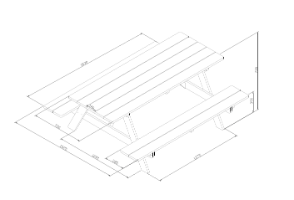 שולחן פיקניק קקל  גדול ל 6 אנשים מעץ (70X137.5X73.5 סמ) TB3056