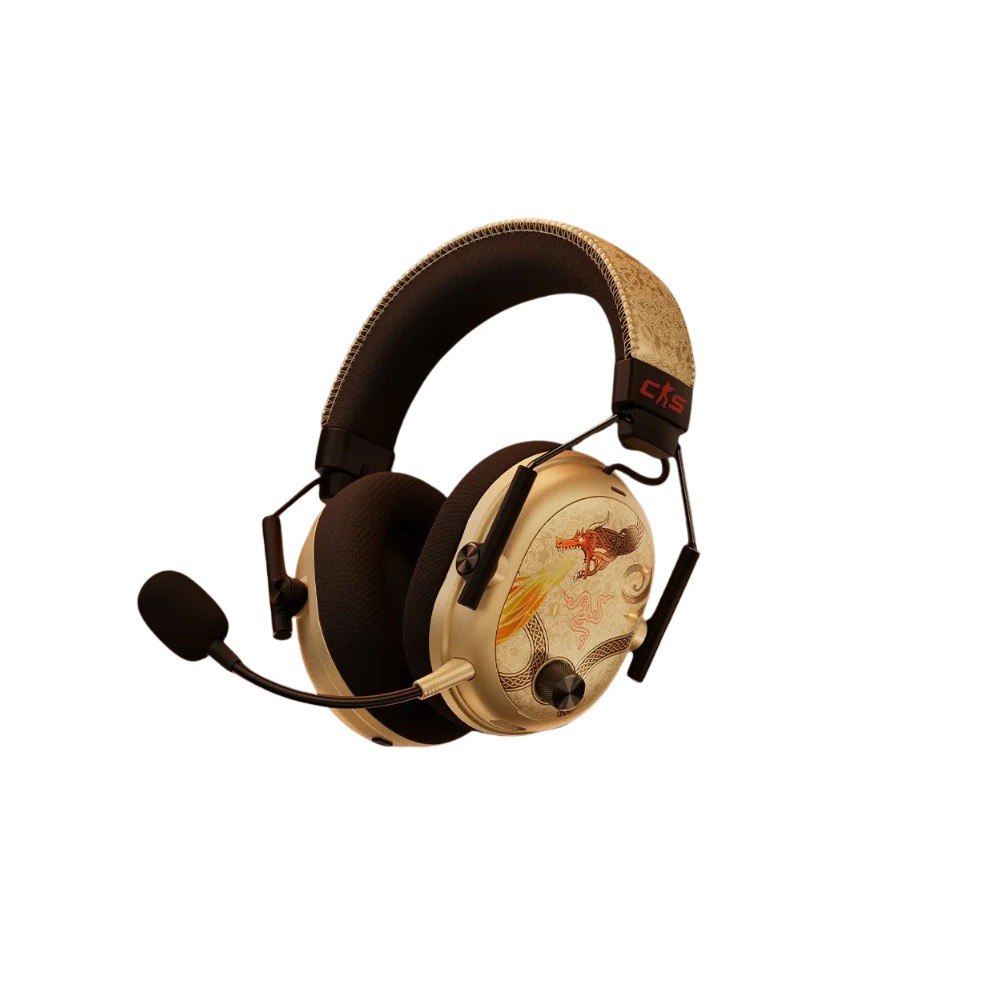 אוזניות גיימינג Razer Blackshark V3 Pro Counter‑Strike 2 Edition – בהירות עם עיטורי דרקון סינון רעשים