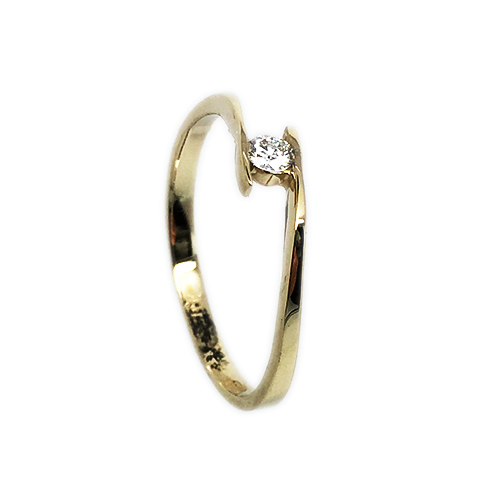 טבעת אירוסין זהב צהוב 14K יהלום מרכזי OP09160055008