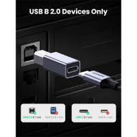 מתאם מדפסת UGREEN 20120 USB-C Female to USB-B Male Adapter