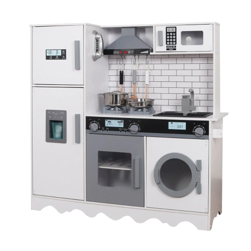 מטבח לילדים מעץ אלקטרוני אביגיל בצבע לבן W10C513F מאת בית העץ