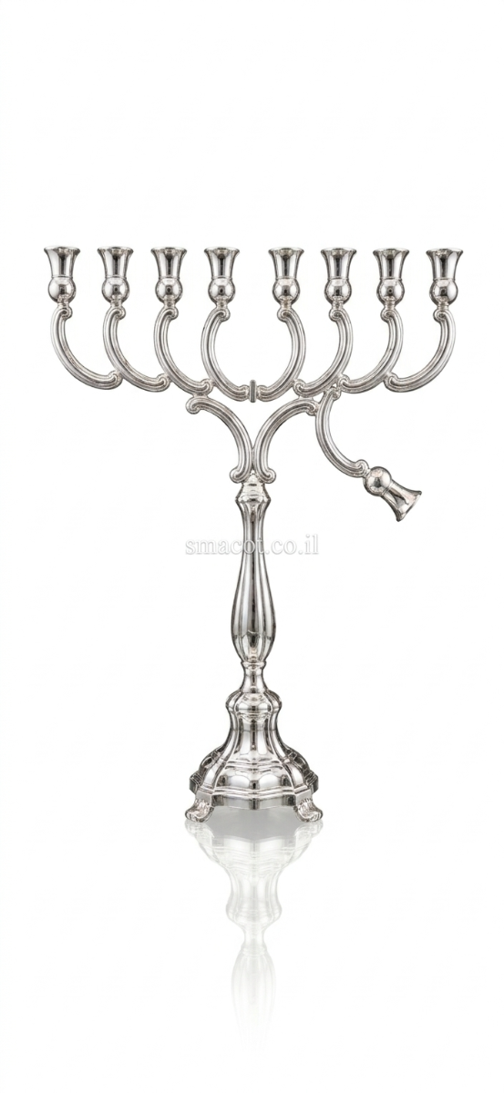 חנוכיה מכסף טהור דגם  חלק 40 סמ - m
