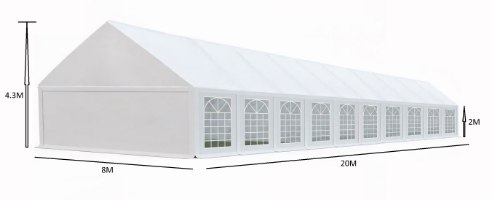 אוהל לאירועים במידה 8X20 קונסטרוקציה כפולה