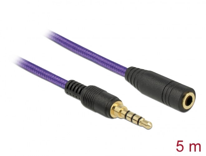 כבל מאריך אודיו Delock Extension Klinken Kabel Stereo Jack Cable 3.5 mm 4 pin 5 m