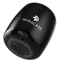 רמקול נייד Miracase MTWS360 – רמקול שחור קומפקטי עם לוגו Miracase לבן בחזיתו חוטית