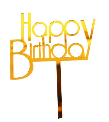טופר אקרילי זהב HAPPY BIRTHDAY
