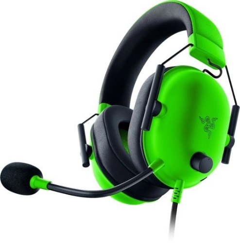 אוזניות קשת לגיימינג בצבע ירוק Razer BlackShark V2 X עם דרייברים 50 מ"מ וחיבור 3.5 מ"מ