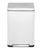 פח אשפה עם דוושה Eko X-Cube 45L – פח אשפה מלבני לבן עם דוושה קדמית ומכסה כסוף