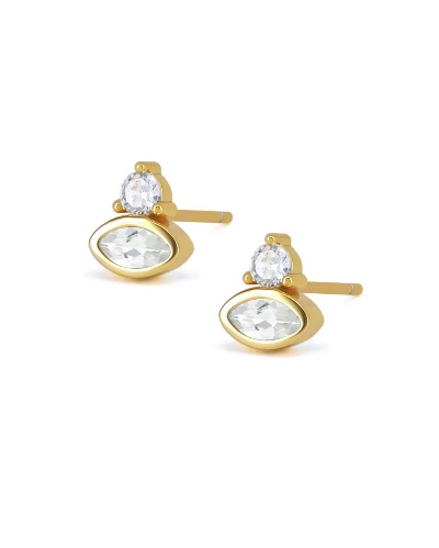 Neli Earrings Gold Clear