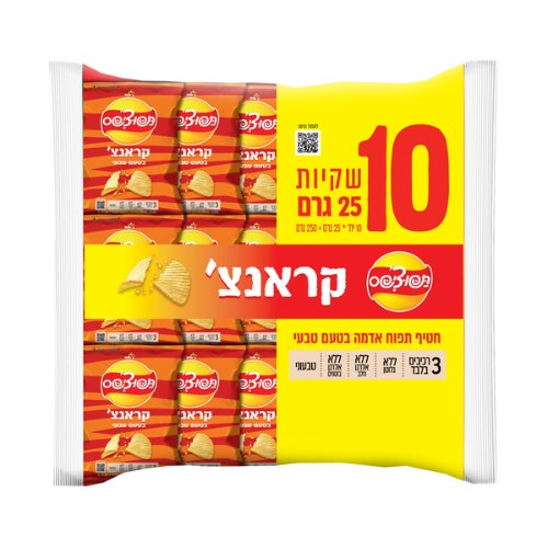 תפוצ'יפס קראנצ' בטעם טבעי, 10 * 25 גרם