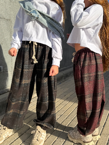 מכנס בלון אוברסייז משבצות