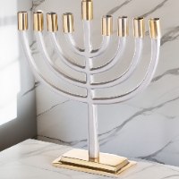 חנוכייה לנרות אלומיניום מהודרת עם קנים זהב