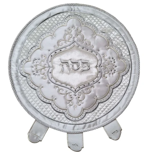 כיסוי מצה לפסח עגול מבד סאטן מסגרת מעויין
