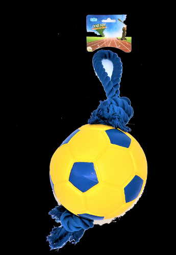 צעצוע לכלב כדורגל מצפצף עם חבל גדול