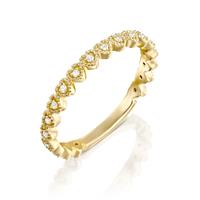טבעת יהלומי ליבי משובצת יהלומים בזהב צהוב או לבן 14 קראט