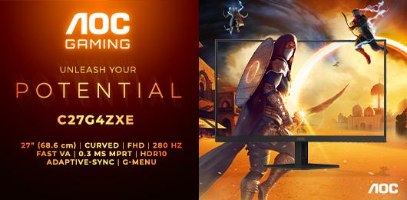 מסך גיימינג קעור "AOC C27G4ZXE – 27 אינץ' Full HD עם 280Hz