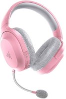 אוזניות גיימינג אלחוטיות Razer Barracuda X Quartz – אוזניות אלחוטיות ורודות עם כריות אוזניים אפורות ומיקרופון מובנה