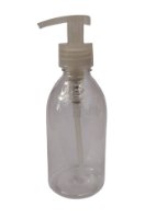 בקבוק פלסטיק שקוף 250 מל  + משאבה שקופה