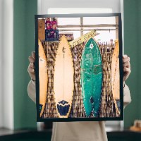 תמונת קנבס לאורך "Surfboard Fence" |בודדת או לשילוב בקיר גלריה | תמונות לבית ולמשרד