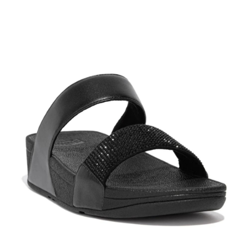 FITFLOP | פיטפלופ - Fitflop Lulu Slide Hotfix Black פיט פלופ כפכפי נשים שחור קריסטל