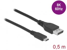 כבל מסך Delock Bidirectional USB Type-C to DisplayPort Certified Cable 8K 60 Hz 0.5 m