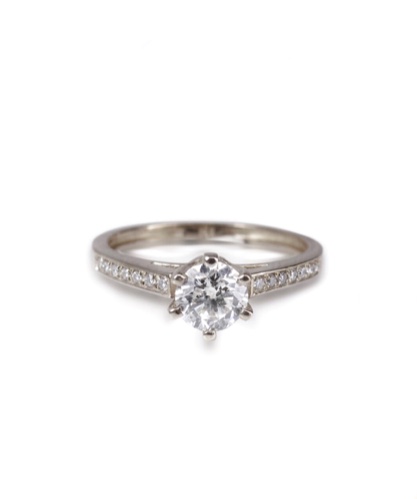 טבעת יהלומים קלסית | טבעת אירוסין | זהב לבן | 0.60 קראט