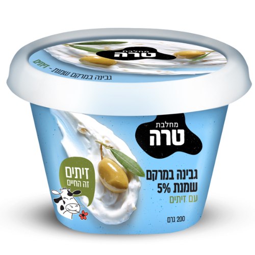 קרם גבינת שמנת עם זיתים ירוקים 5%, 200 גרם