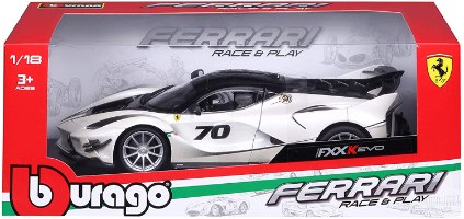 דגם מכונית בוראגו פרארי איבו לבנה Bburago Ferrari FXX-K Evo 1:18