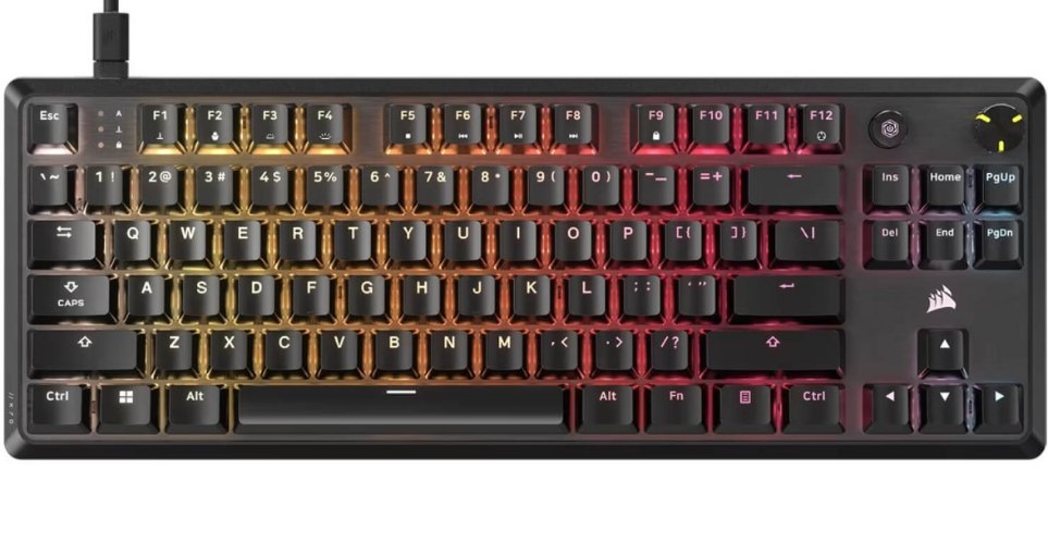 מקלדת מכנית קומפקטית Corsair K70 CORE TKL RGB לגיימינג עם תאורה לכל מקש