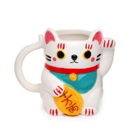 ספל חתול מזל Maneki Neko - לבן - מארז לא מושלם