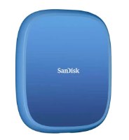 כונן SSD נייד SanDisk Creator Phone SSD 2TB – כונן SSD כחול בודד עם לוגו SanDisk לבן על רקע לבן חוטי
