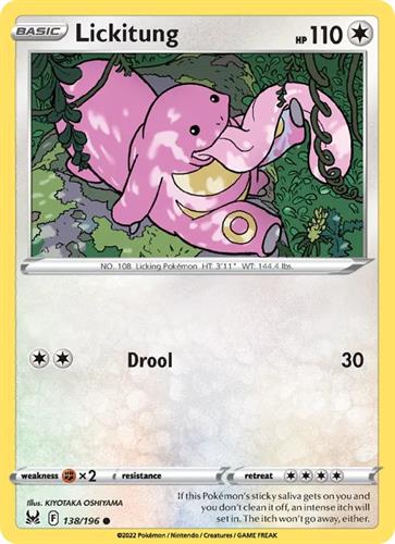 קלף בודד single פוקימון - lickitung - Lost Origin - 138/196