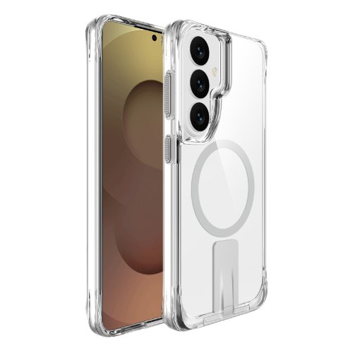 כיסוי איכותי מבית Grip Case ל- SAMSUNG S26  מסדרת  MATRIX שקוף אפור תומך MagSafe ומעמד צפייה
