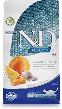 N&D נטורל אנד דלישס בוגר חתולים דג הרינג דלעת ותפוז 1.5 קג NATURAL & DELICIOUS HERRING FISH PUMPKIN