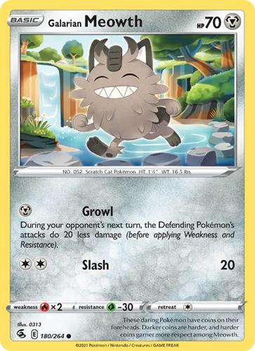 קלף בודד single פוקימון - galarian meowth - Fusion Strike - 180/264