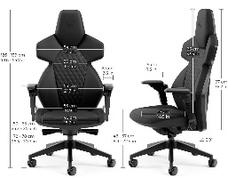 תרשים מידות של כיסא גיימינג Noblechairs Dawn Black 